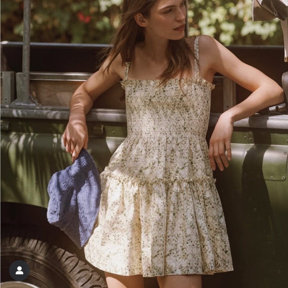 Floral Seraphina Mini Dress in Cream